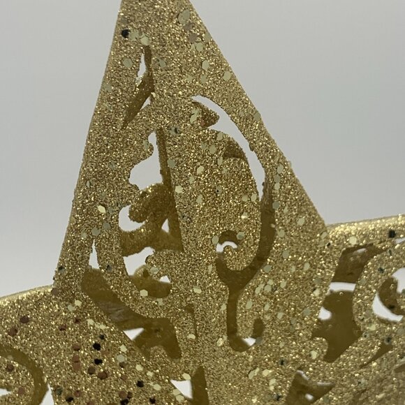 Kurt Adler Unlit Gold Glittered 5-Point Star Christmas Treetop, 8" - Picture 4 of 8